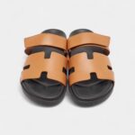 Hermes Brown Leather Chypre Flat Slides 41 EU