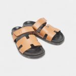 Hermes Brown Leather Chypre Sandals 42 EU