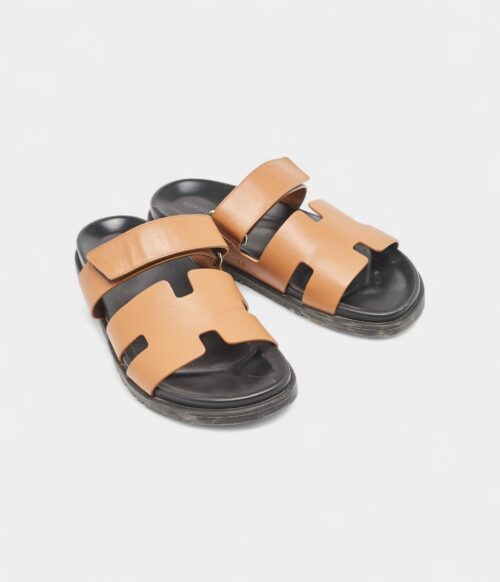 Hermes Brown Leather Chypre Sandals 42 EU