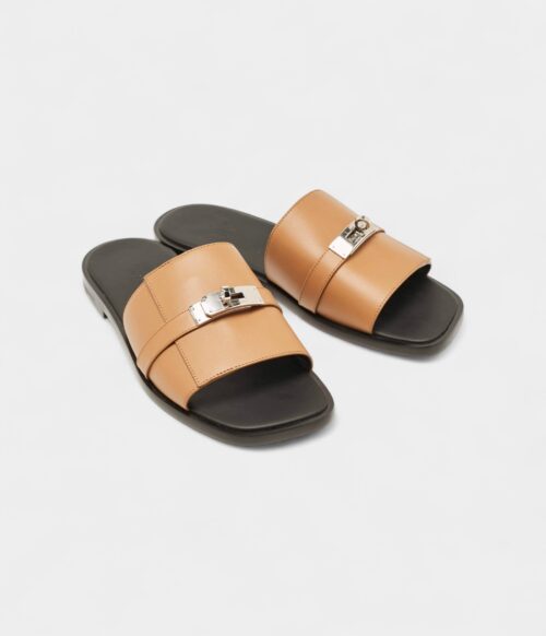 Hermès Brown Leather Gabriel Sandals 43 EU