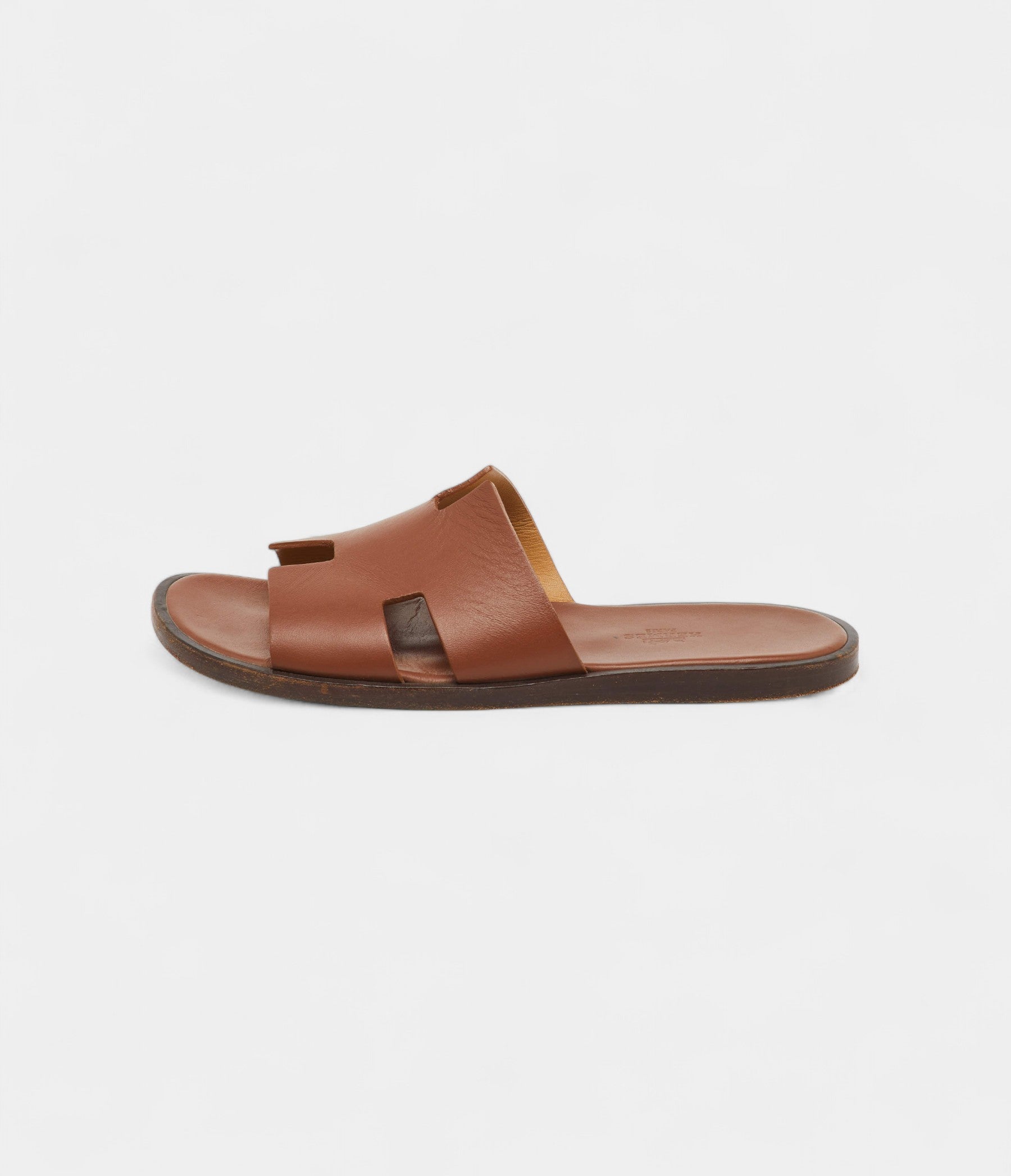 Hermes Brown Leather Izmir Flat Sandals 40.5 EU