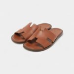 Hermes Brown Leather Izmir Flat Sandals 40.5 EU