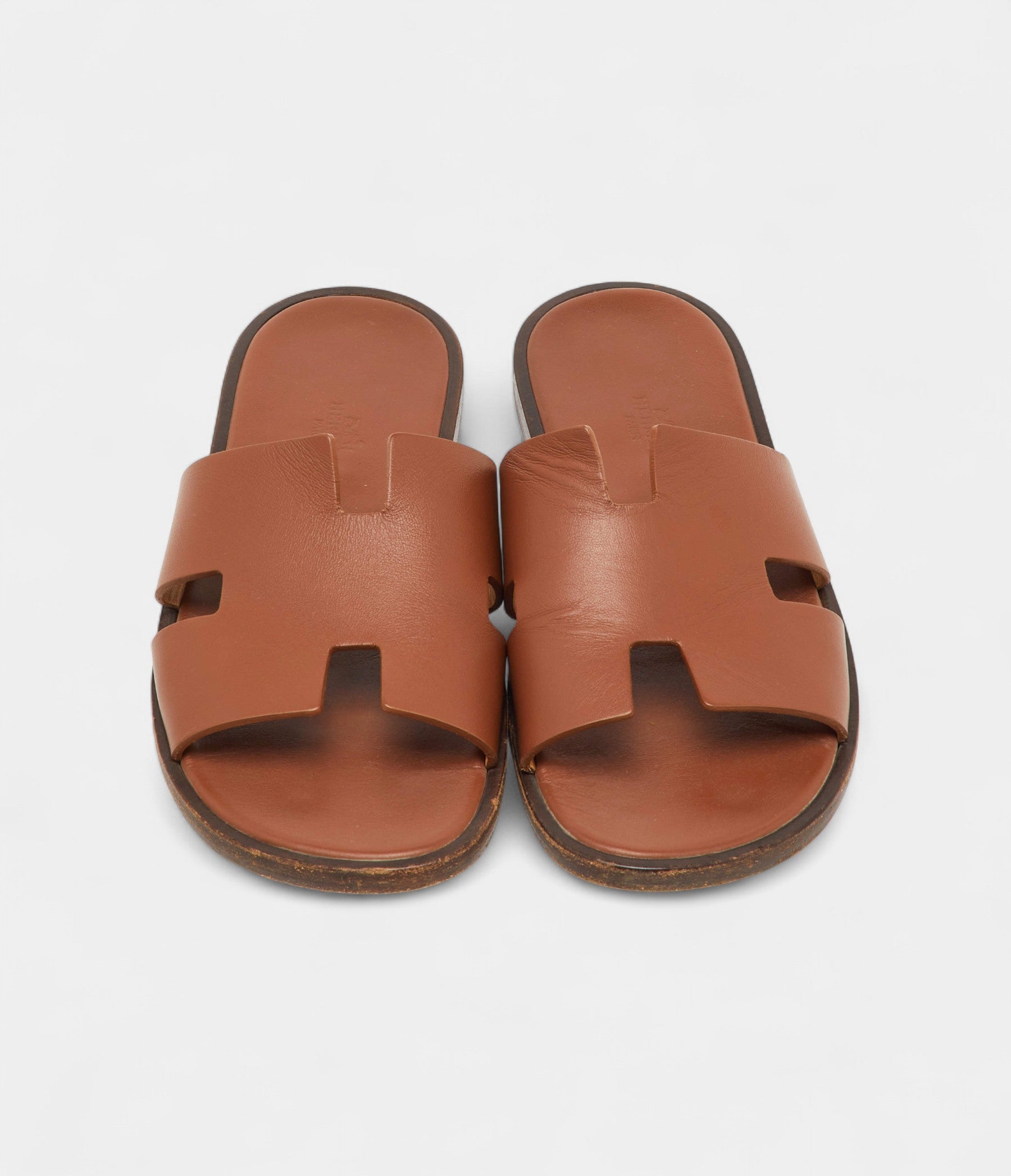 Hermes Brown Leather Izmir Flat Sandals 40.5 EU