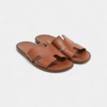 Hermes Brown Leather Izmir Flat Sandals 40.5 EU