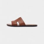 Hermes Brown Leather Izmir Slides 43 EU