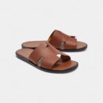Hermes Brown Leather Izmir Slides 43 EU
