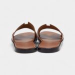 Hermes Brown Leather Izmir Slides 43 EU