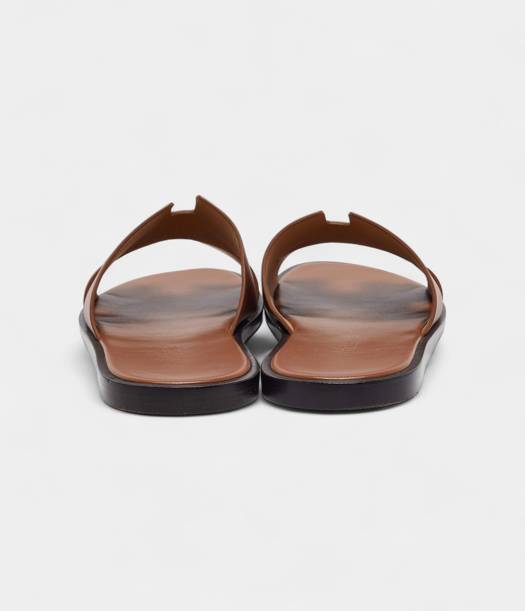 Hermes Brown Leather Izmir Slides 43 EU