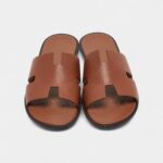 Hermes Brown Leather Izmir Slides 43 EU