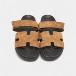 Hermes Brown Suede Chypre Sandals 45.5 EU