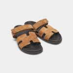 Hermes Brown Suede Chypre Sandals 45.5 EU