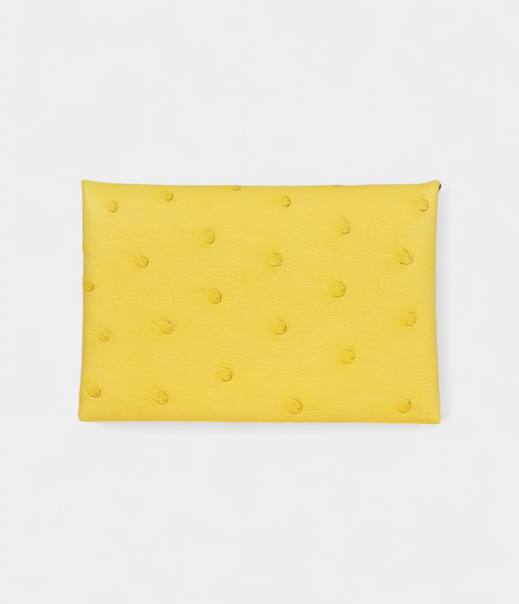 Hermès Calvi Card Holder Jaune Citron Ostrich Palladium Hardware