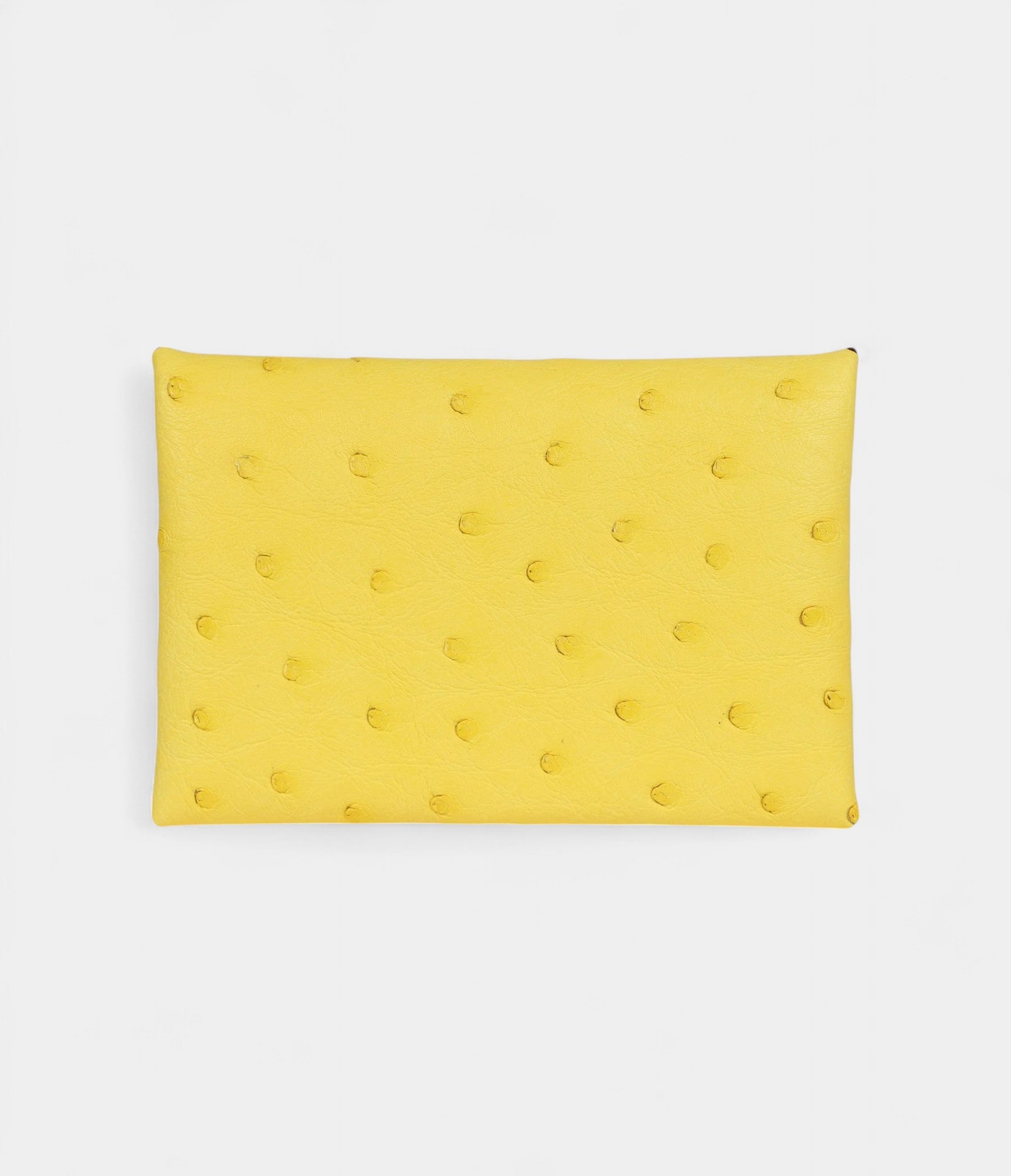Hermès Calvi Card Holder Jaune Citron Ostrich Palladium Hardware