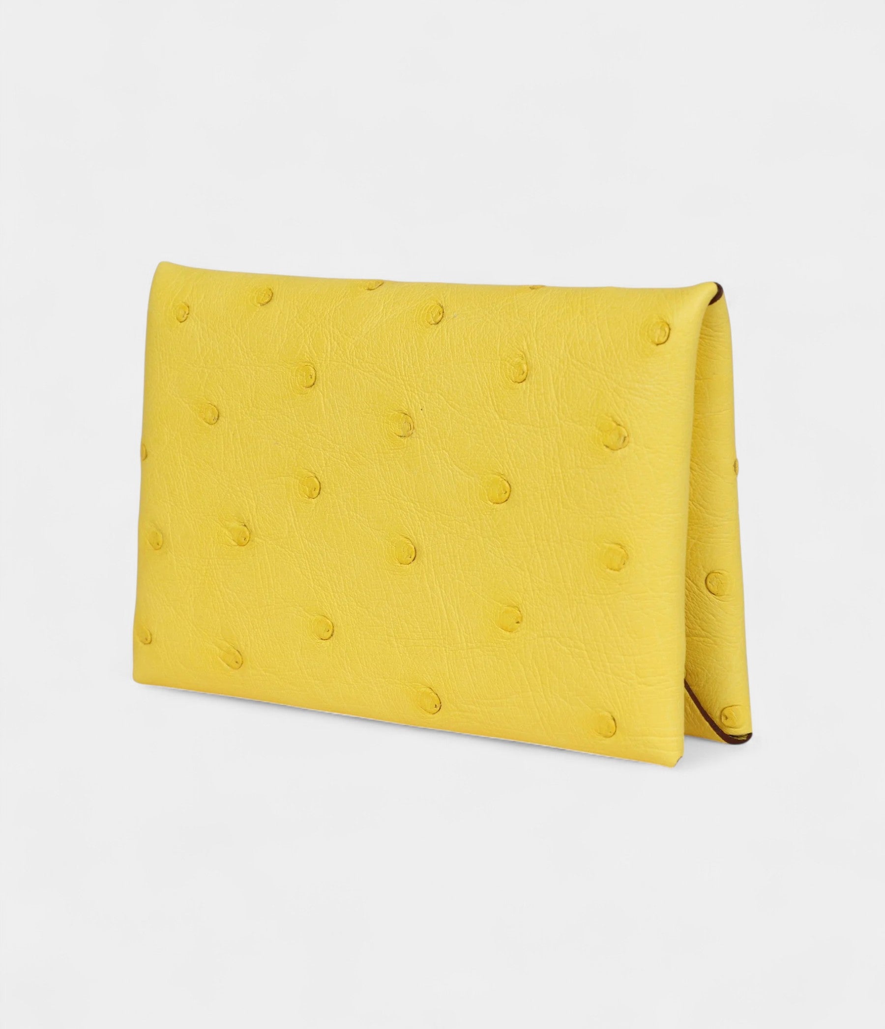Hermès Calvi Card Holder Jaune Citron Ostrich Palladium Hardware