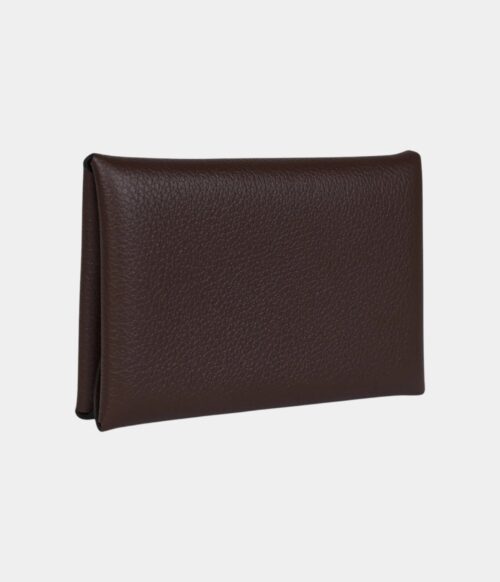 Hermès Calvi Card Holder Moka Evercolor Palladium Hardware