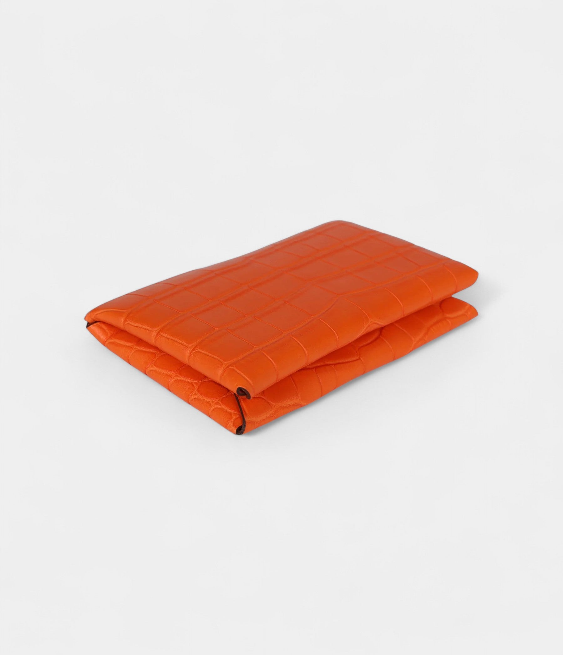 Hermès Calvi Card Holder Orange Minium Matte Alligator Mississipiensis Palladium Hardware