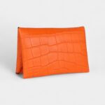 Hermès Calvi Card Holder Orange Minium Matte Alligator Mississipiensis Palladium Hardware