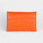 Hermès Calvi Card Holder Orange Minium Matte Alligator Mississipiensis Palladium Hardware