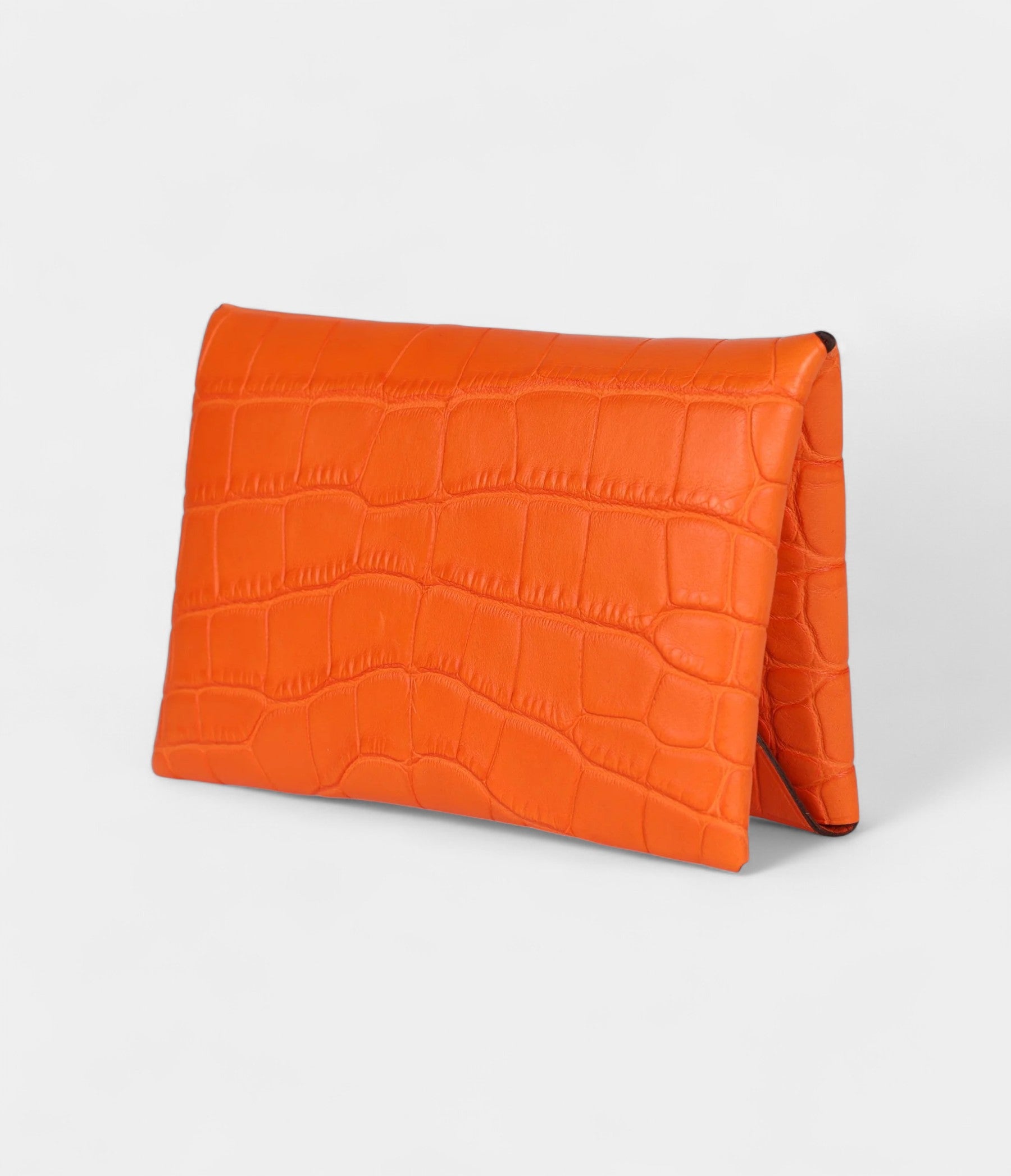 Hermès Calvi Card Holder Orange Minium Matte Alligator Mississipiensis Palladium Hardware