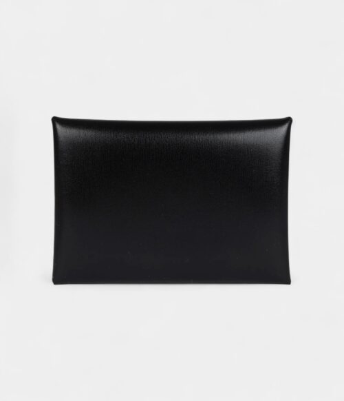 Hermès Calvi Duo Card Holder Black Box Palladium Hardware