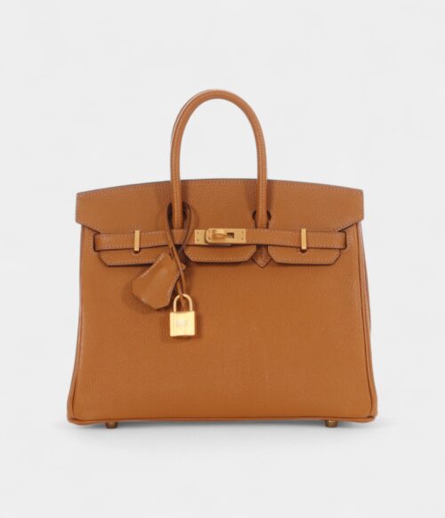 Hermès Caramel and Jaune Chèvre Mysore Birkin 25 Gold Hardware