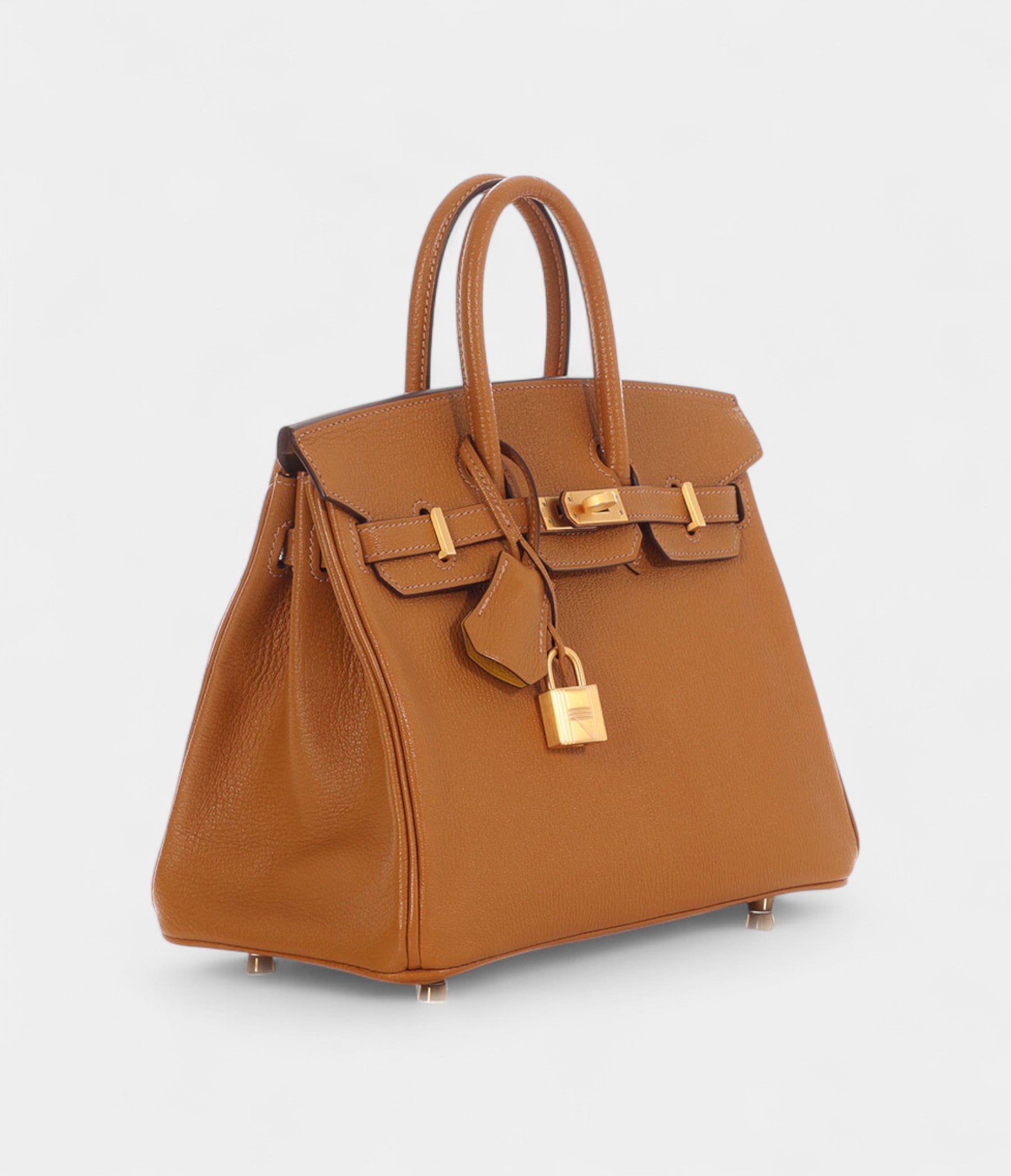 Hermès Caramel and Jaune Chèvre Mysore Birkin 25 Gold Hardware