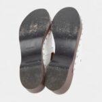 Hermès Carlotta White Leather Mules with Studded Wooden Platform and Palladium Hardware