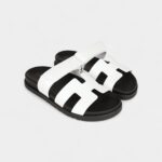 Hermès Chypre Sandals White Calfskin Palladium Hardware 35.5 EU