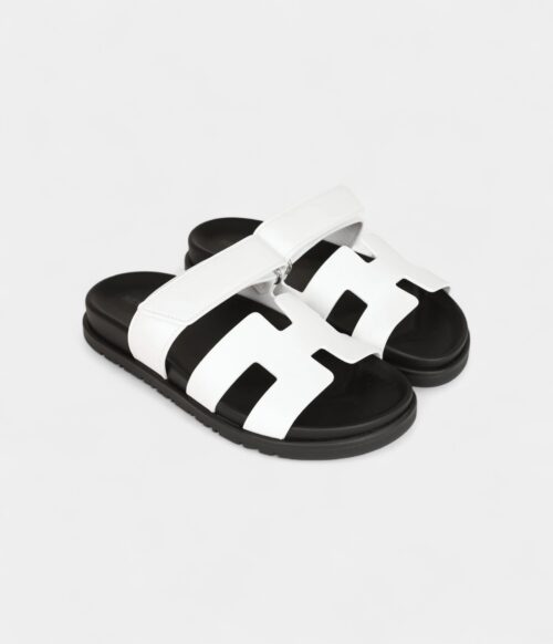 Hermès Chypre Sandals White Calfskin Palladium Hardware 35.5 EU