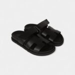Hermès Chypre Sandals Black Calfskin Palladium Hardware 34.5 EU