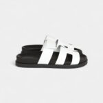 Hermès Chypre Sandals White Calfskin Palladium Hardware 35.5 EU