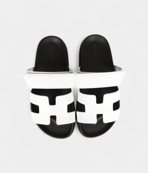 Hermès Chypre Sandals White Calfskin Palladium Hardware 35.5 EU