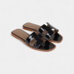 Hermès Oran Sandals Marine Shiny Alligator 37