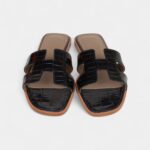 Hermès Oran Sandals Marine Shiny Alligator 37