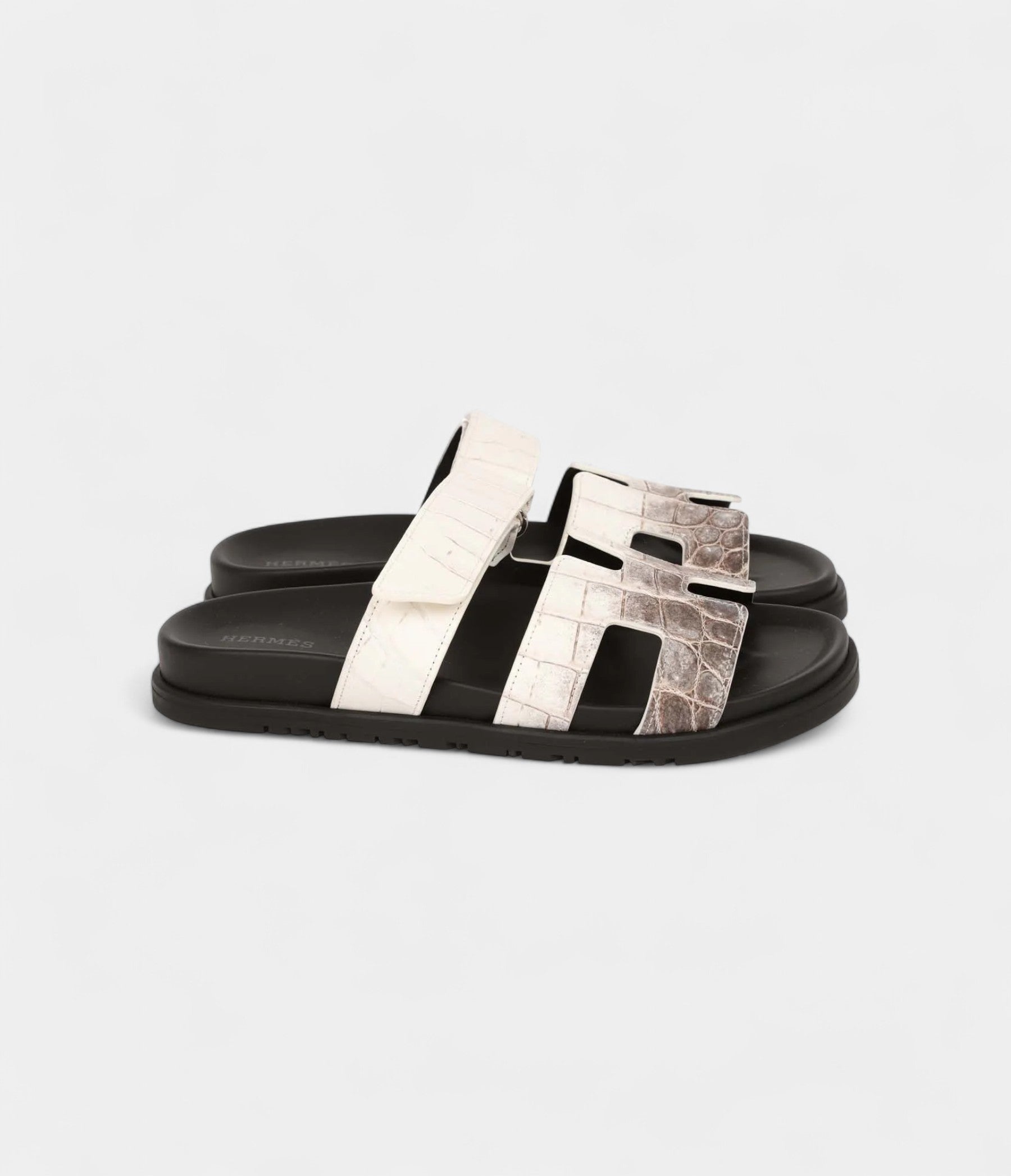 Hermès Chypre Sandals Himalaya Matte Crocodile Palladium Hardware 38 EU