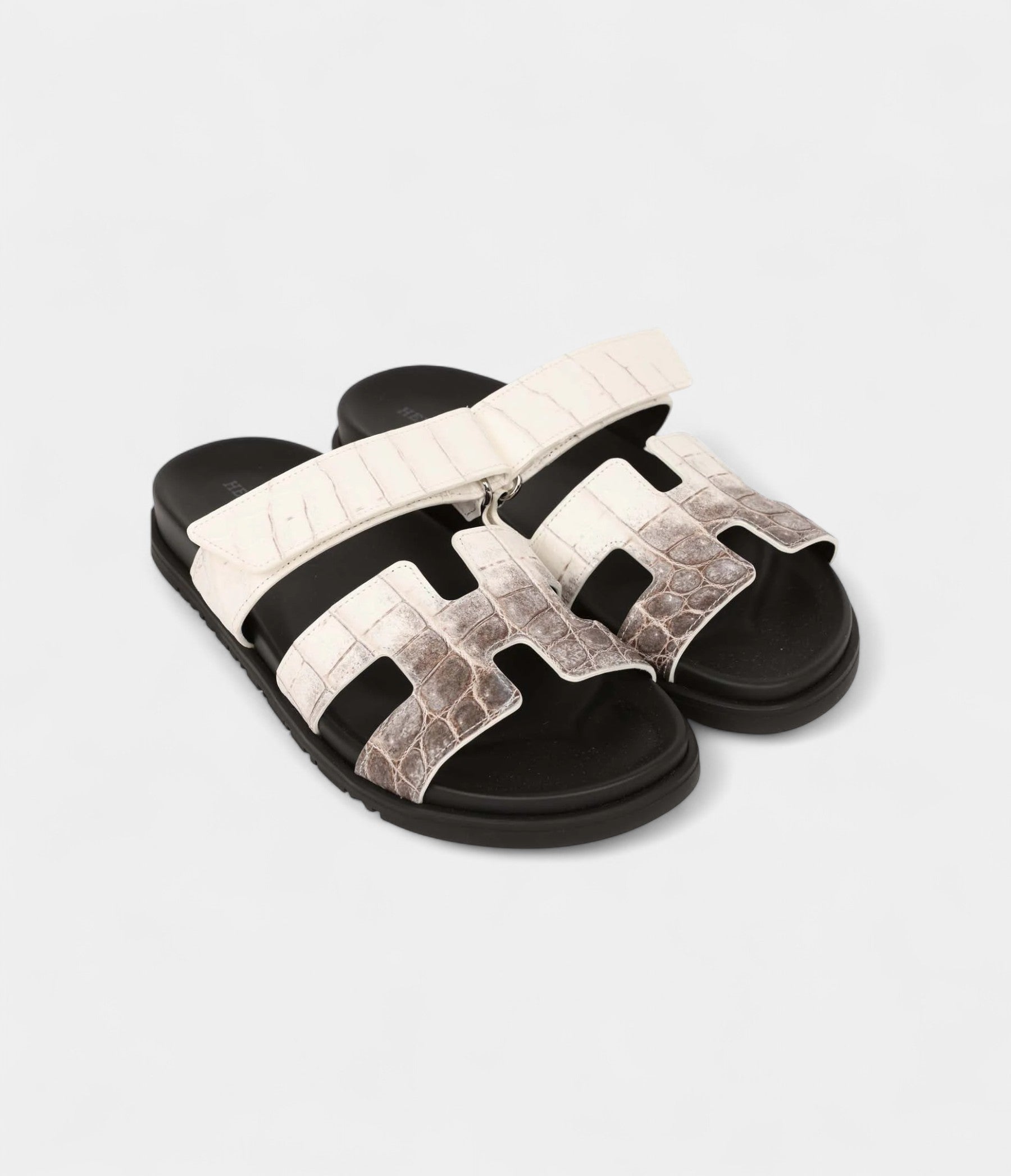 Hermès Chypre Sandals Himalaya Matte Crocodile Palladium Hardware 38 EU