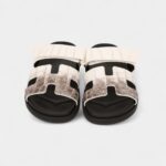 Hermès Chypre Sandals Himalaya Matte Crocodile Palladium Hardware 38 EU