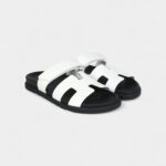 Hermès Chypre Sandals White Calfskin Palladium Hardware 38 EU