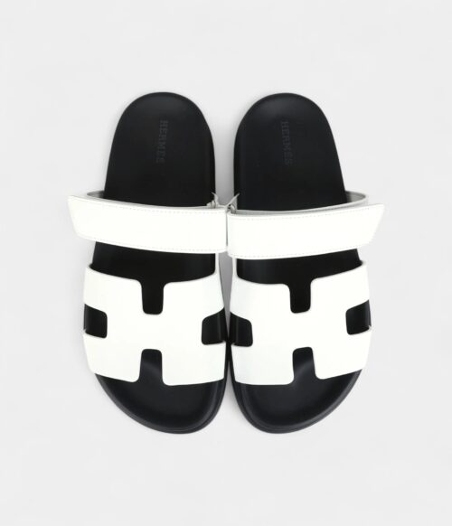 Hermès Chypre Sandals White Calfskin Palladium Hardware 38 EU