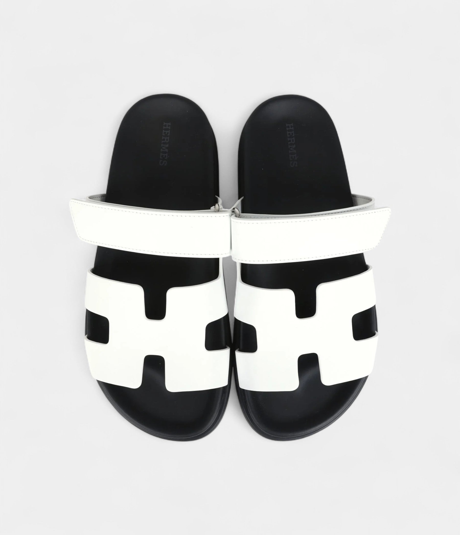 Hermès Chypre Sandals White Calfskin Palladium Hardware 38 EU