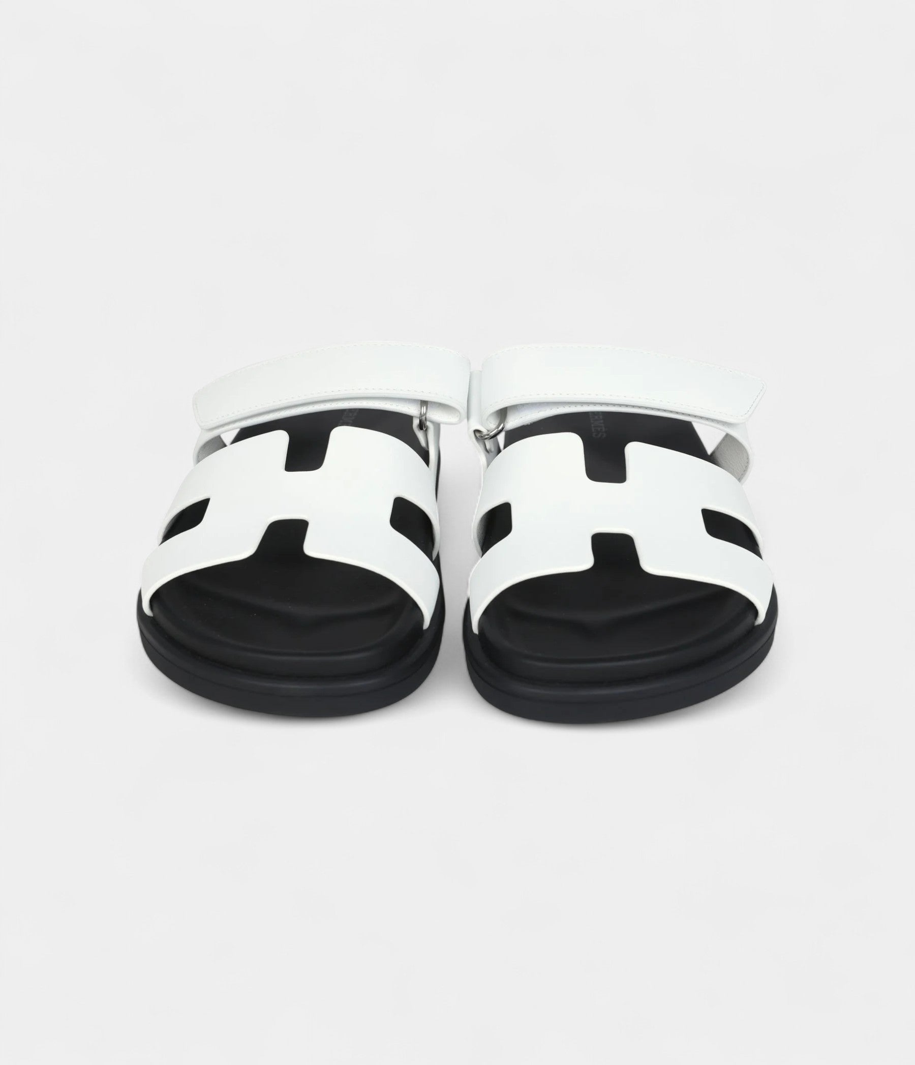 Hermès Chypre Sandals White Calfskin Palladium Hardware 38 EU