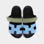 Hermès Chypre Techno Sandal Bleu Cameo/Vert Suede Palladium Hardware 37.5 EU