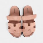 Hermès Chypre Techno Sandal Nude Suede Palladium Hardware 37 EU