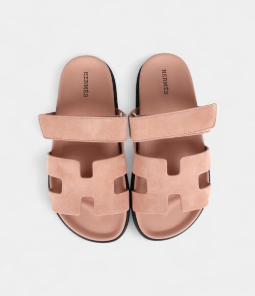 Hermès Chypre Techno Sandal Nude Suede Palladium Hardware 37 EU