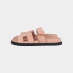 Hermès Chypre Techno Sandal Nude Suede Palladium Hardware 37 EU