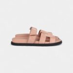 Hermès Chypre Techno Sandal Nude Suede Palladium Hardware 37 EU