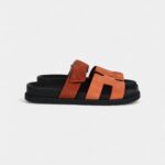 Hermès Chypre Techno Sandal Rose Bois De Santal and Rouge De Turin Suede Palladium Hardware 37 EU