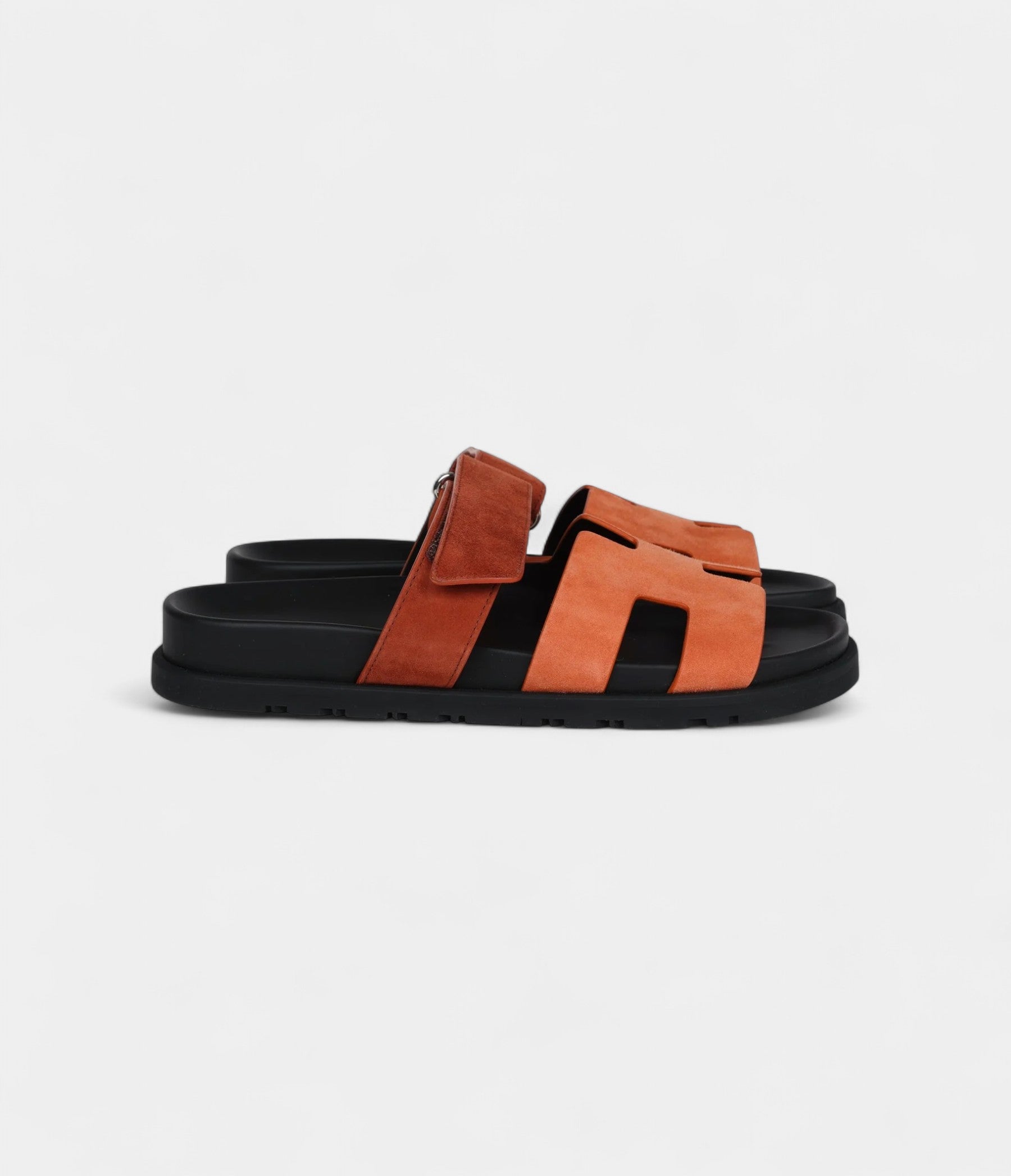 Hermès Chypre Techno Sandal Rose Bois De Santal and Rouge De Turin Suede Palladium Hardware 37 EU