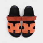 Hermès Chypre Techno Sandal Rose Bois De Santal and Rouge De Turin Suede Palladium Hardware 37 EU
