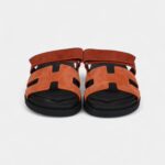 Hermès Chypre Techno Sandal Rose Bois De Santal and Rouge De Turin Suede Palladium Hardware 37 EU